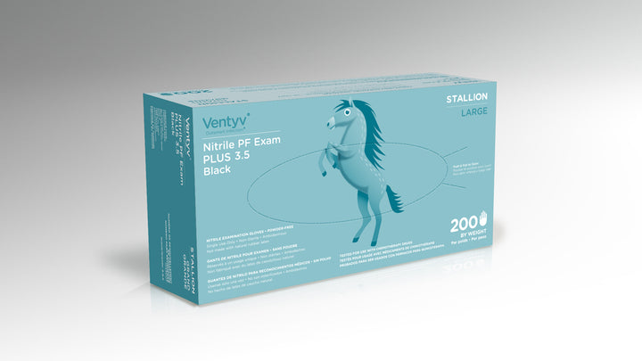 Ventyv 10321107 Black Stallion Nitrile Gloves, Large, Box of 100