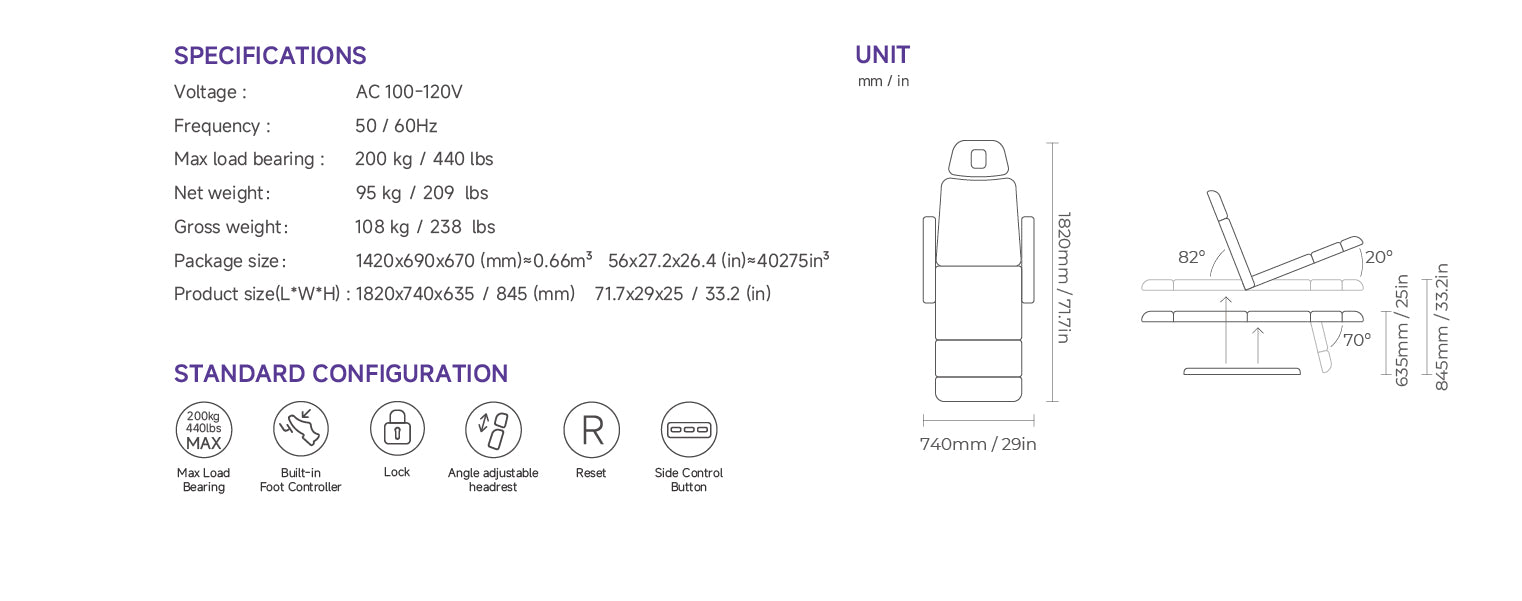 Silverfox Stationary Facial Bed