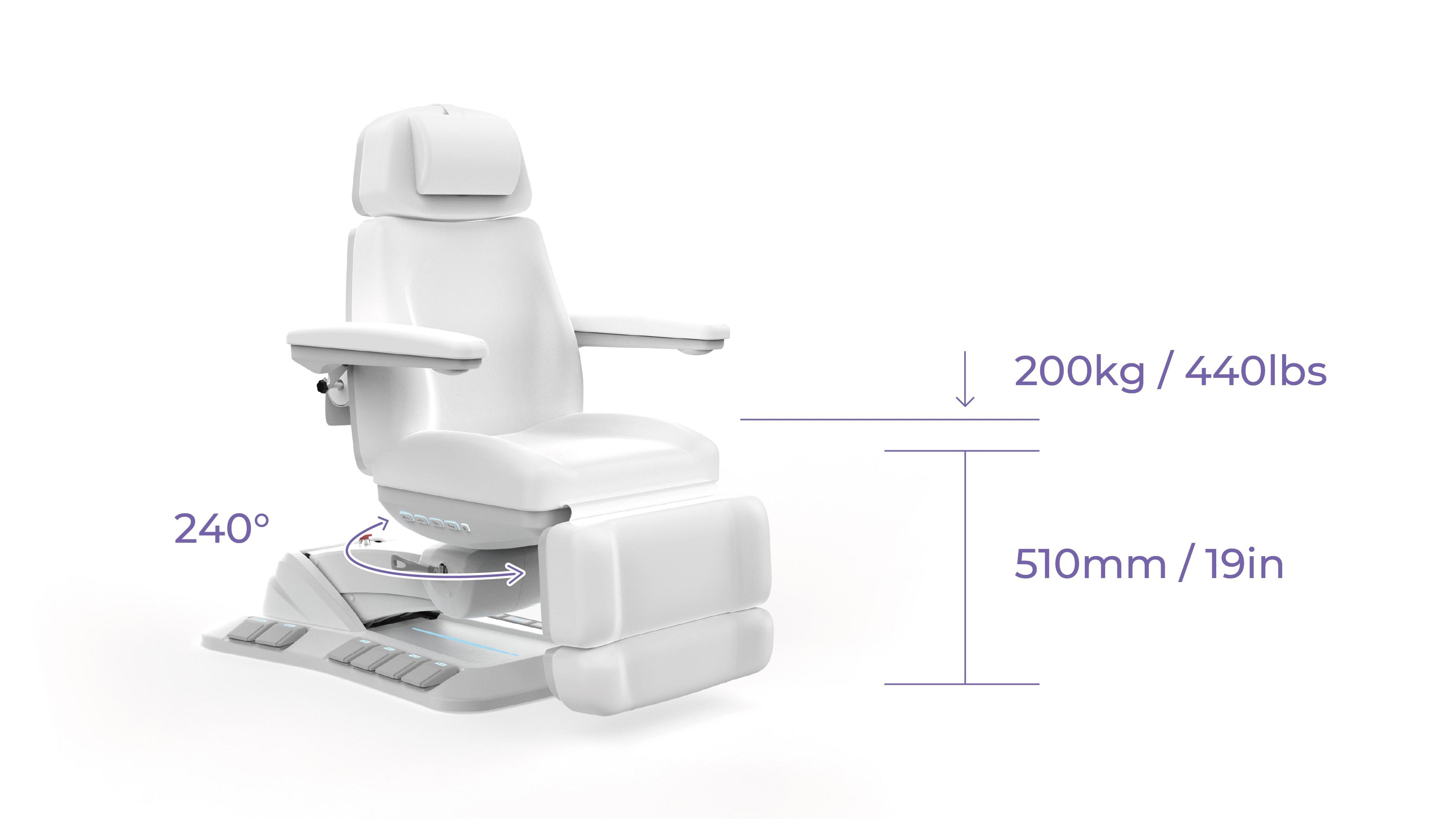 Silverfox Swivel Facial Bed with Handheld Remote and Foot Controls