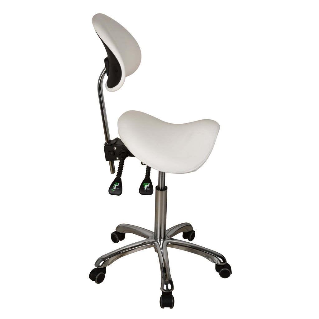 Esthetician Saddle Stool with Ergonomic Backrest
