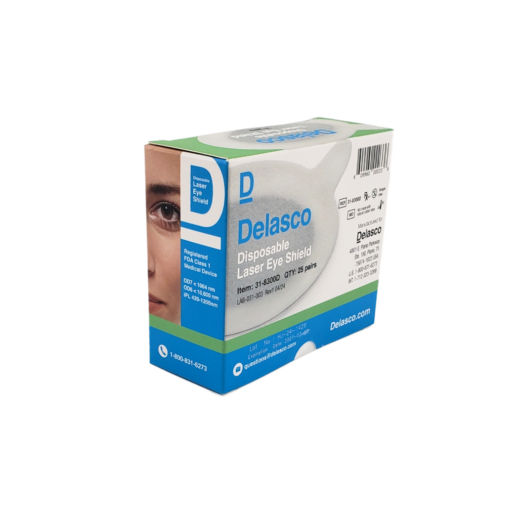 Delasco Laser Eye Shields - FDA Class 1 Eye Protection for Laser, IPL, and LED Procedures 25 Pairs
