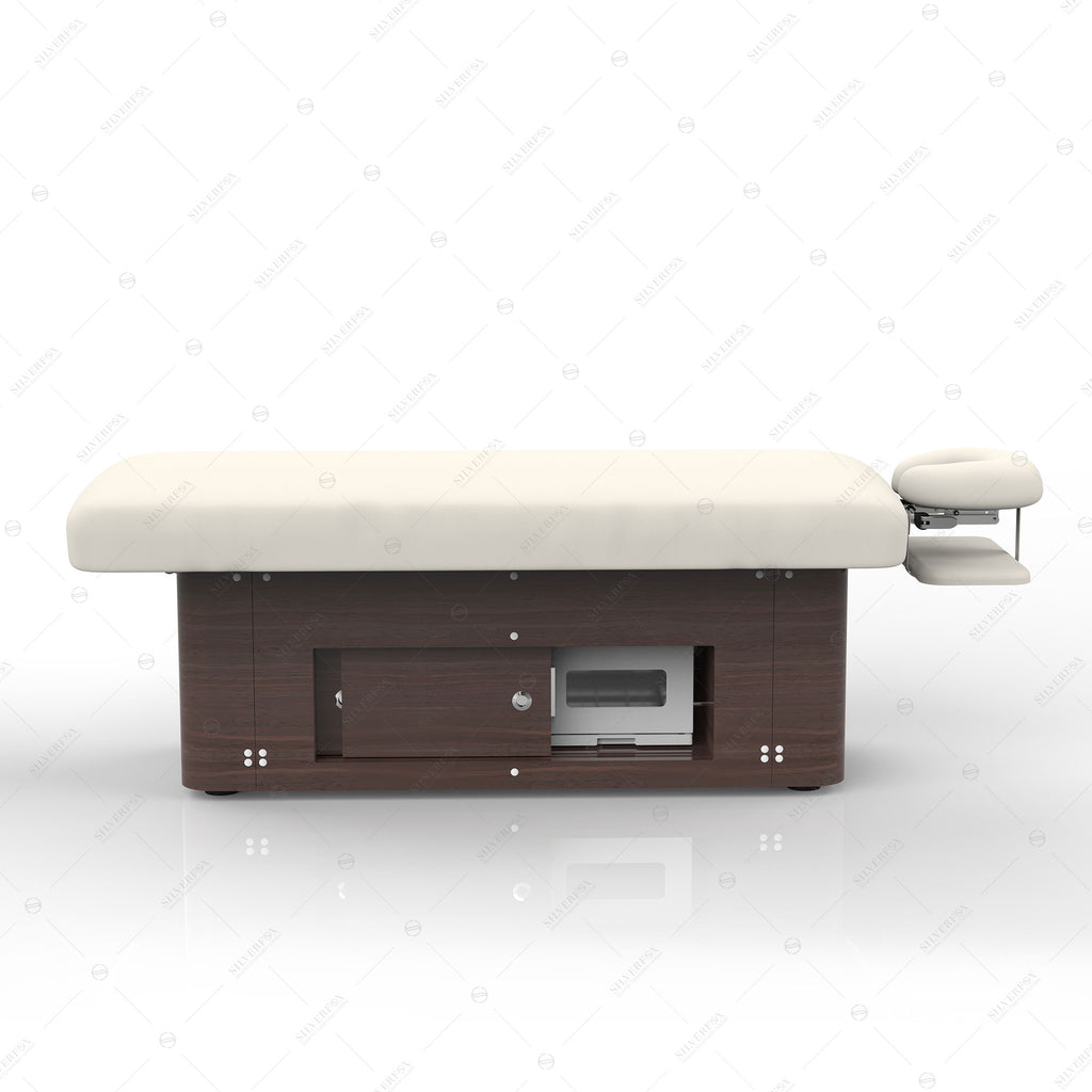 Silver Fox Electric Section Multi Purpose Massage Table, Light Beige, Black Walnut