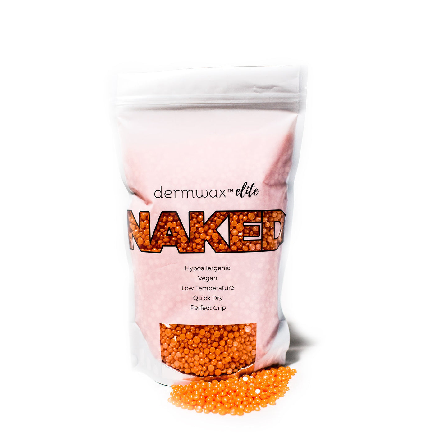 Dermwax Elite NAKED Shimmer Coral Professional Wax Beads - Front