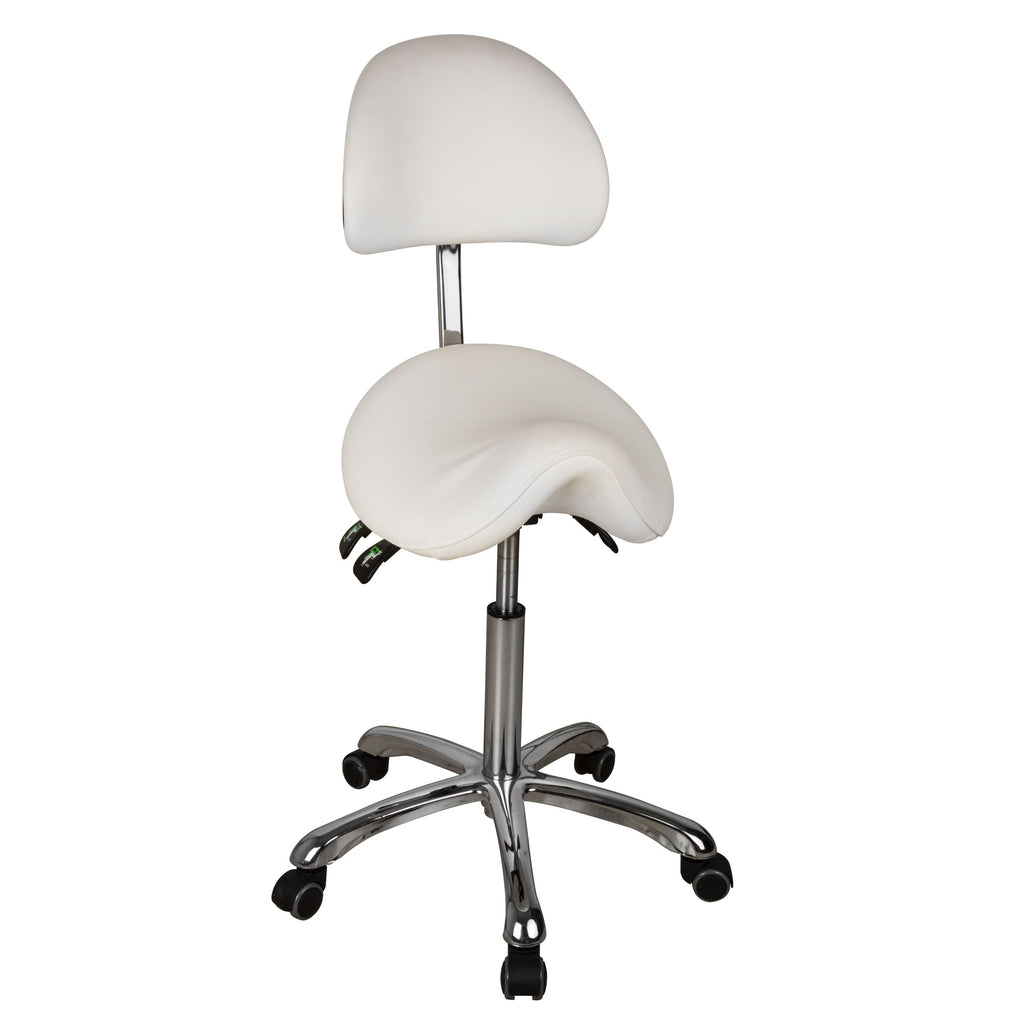 Esthetician Saddle Stool with Ergonomic Backrest