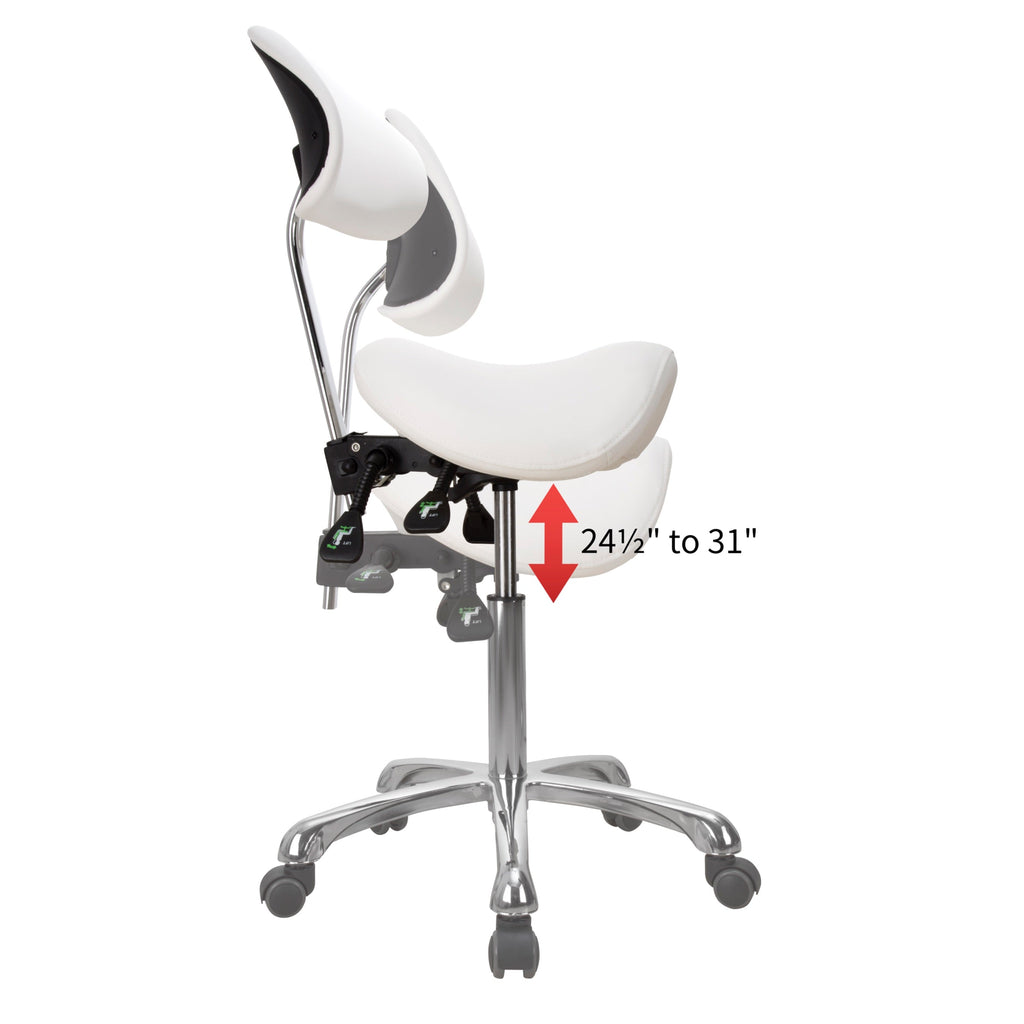 Esthetician Saddle Stool with Ergonomic Backrest