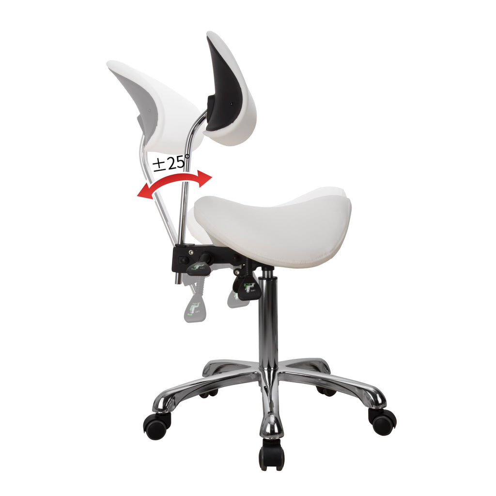 Esthetician Saddle Stool with Ergonomic Backrest