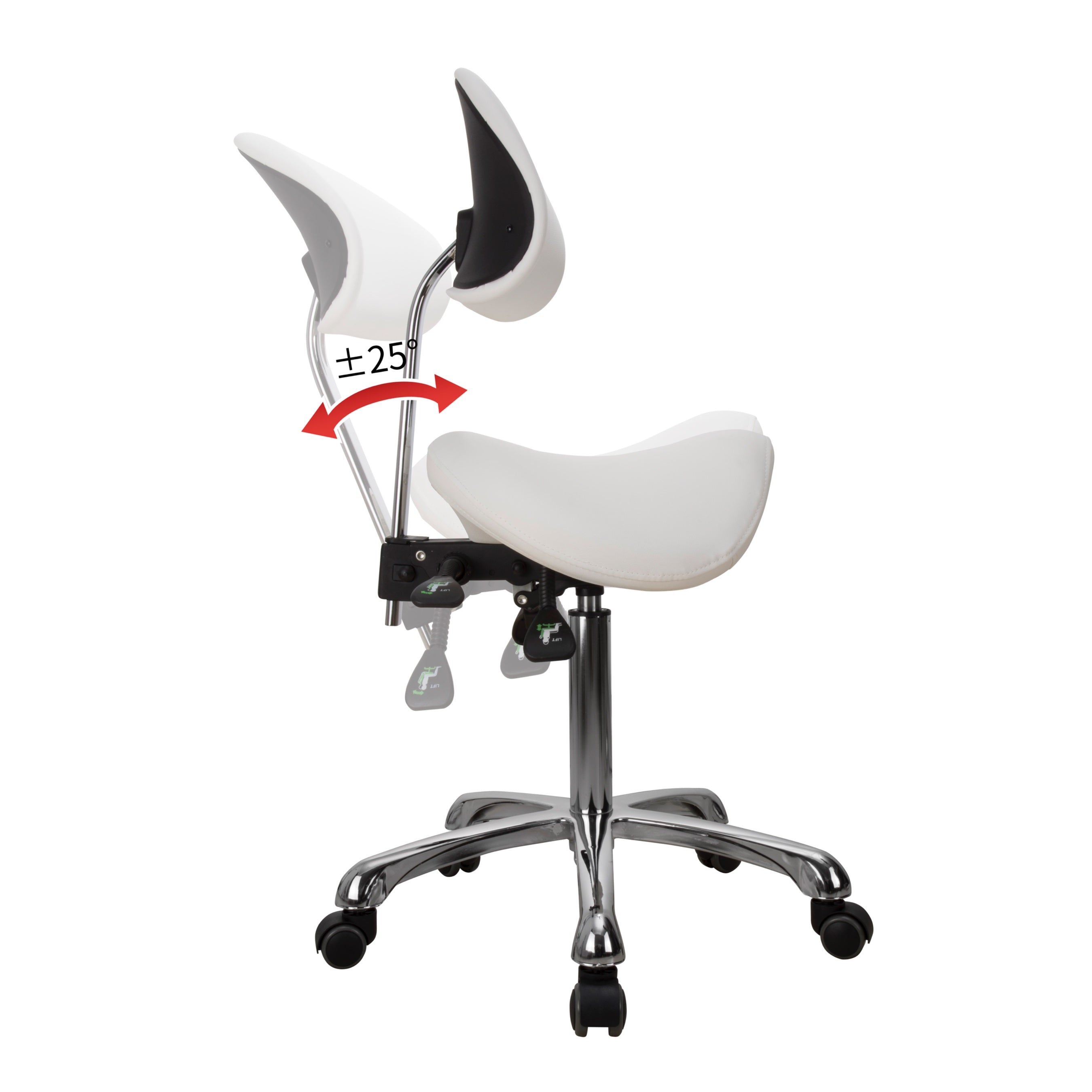 Esthetician Saddle Stool with Ergonomic Backrest