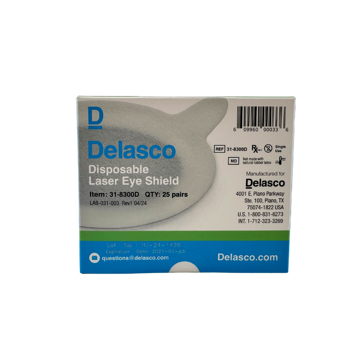 Delasco Laser Eye Shield - FDA Class 1 Eye Protection for Laser, IPL, and LED Procedures 50/Box