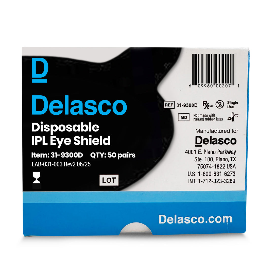 Delasco Black IPL Eye Shields - FDA Class 1 Eye Protection for IPL and LED Procedures 50 Pairs