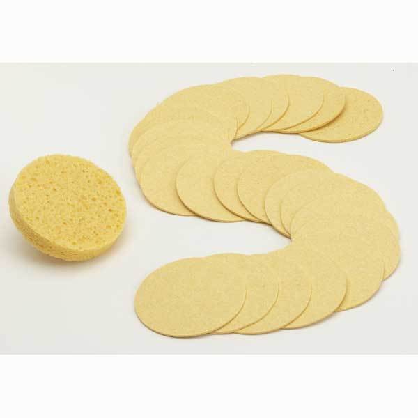 Compressed Round Facial Sponge 3/8 x 3" - Yellow - 24/PK