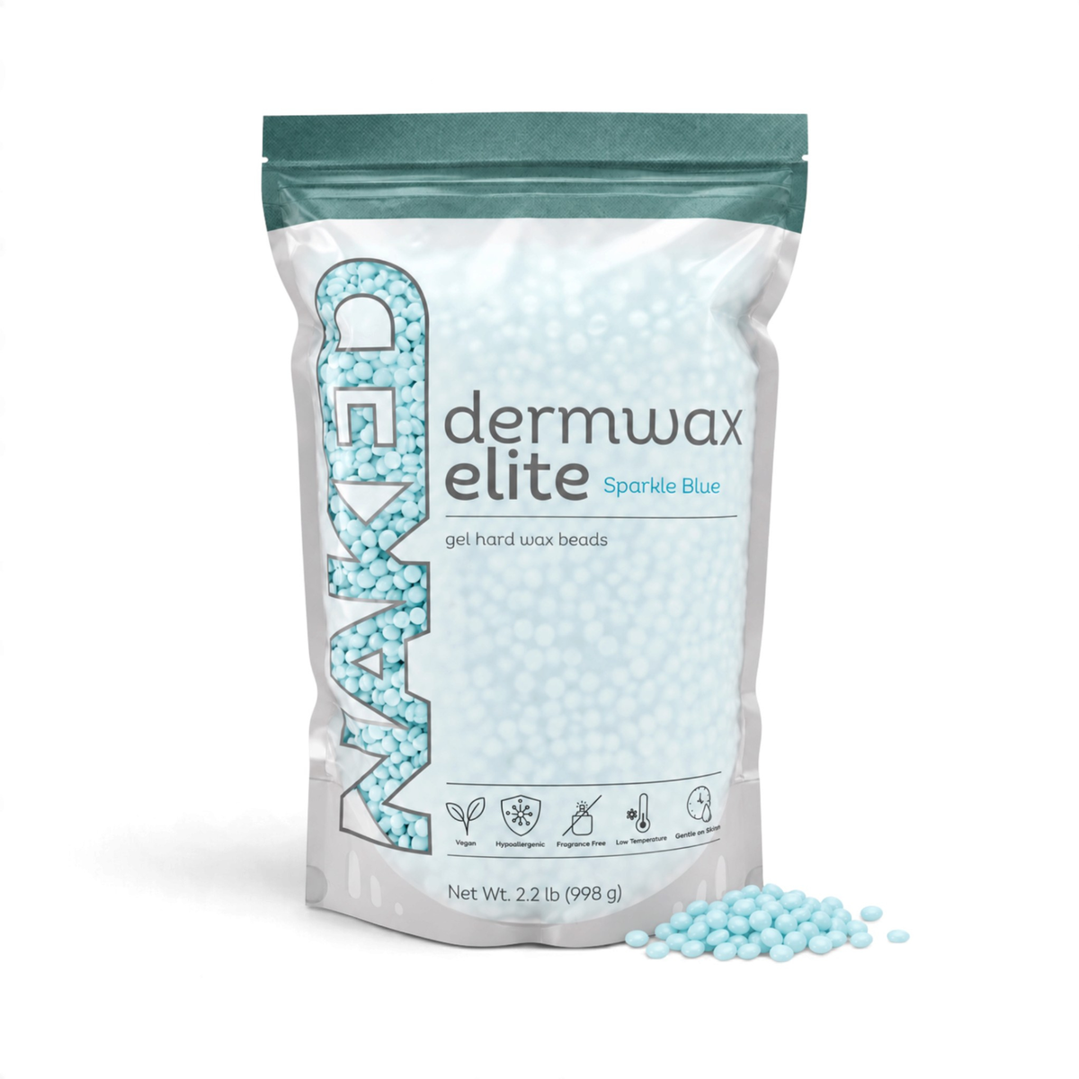 Dermwax Elite NAKED Sparkle Blue Hard Wax Beads