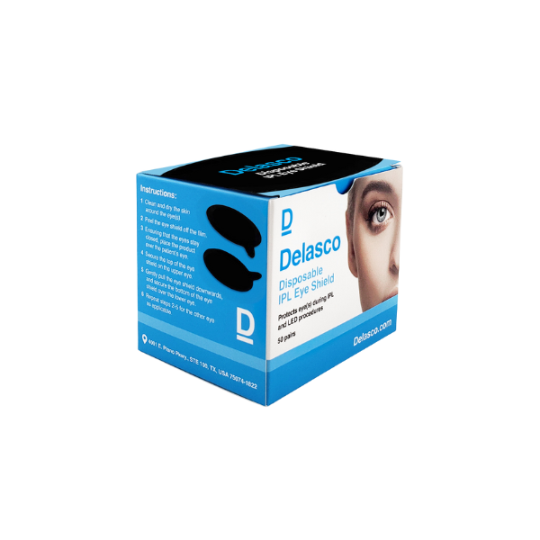 Delasco Black IPL Eye Shields - FDA Class 1 Eye Protection for IPL and LED Procedures 50 Pairs