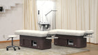 Silver Fox Electric Section Multi Purpose Massage Table, Light Beige, Black Walnut