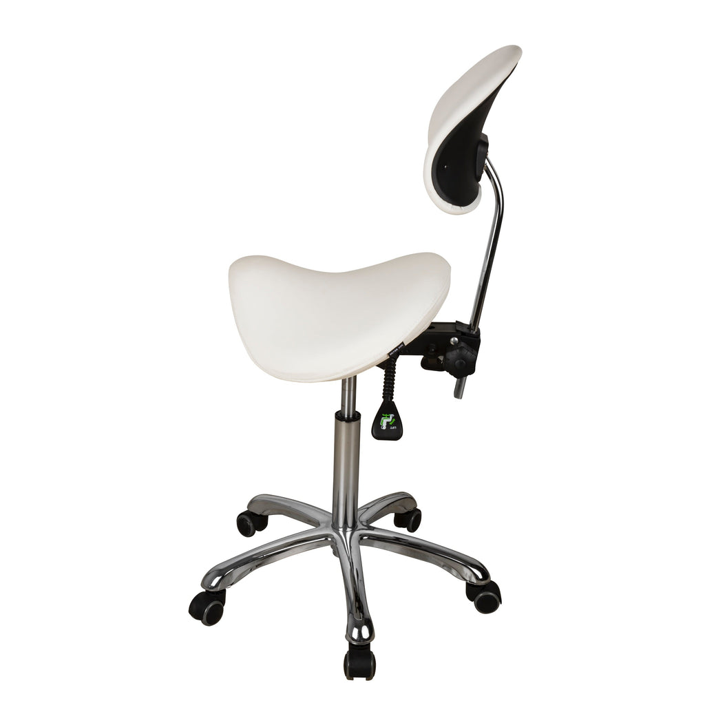 Esthetician Saddle Stool with Ergonomic Backrest
