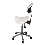 Esthetician Saddle Stool with Ergonomic Backrest