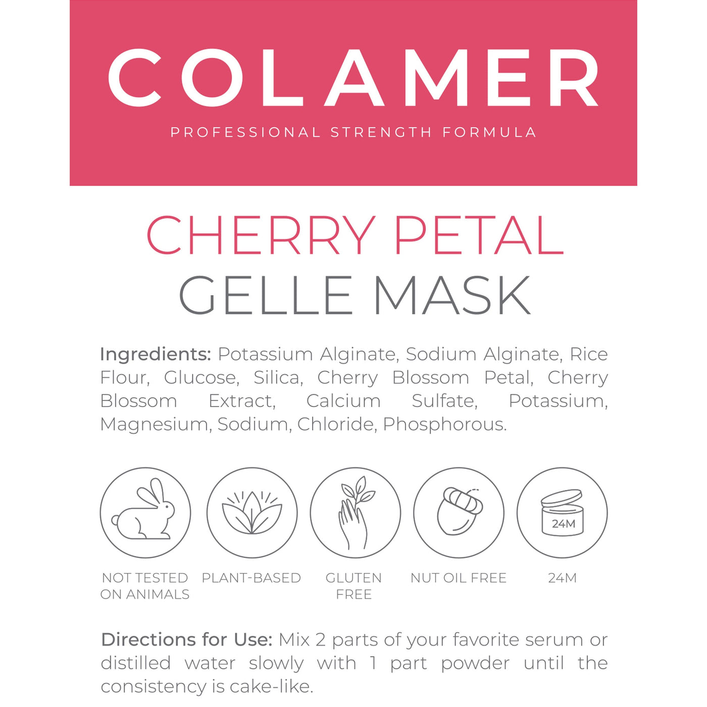 Cherry Petal Gelle Mask label with product information