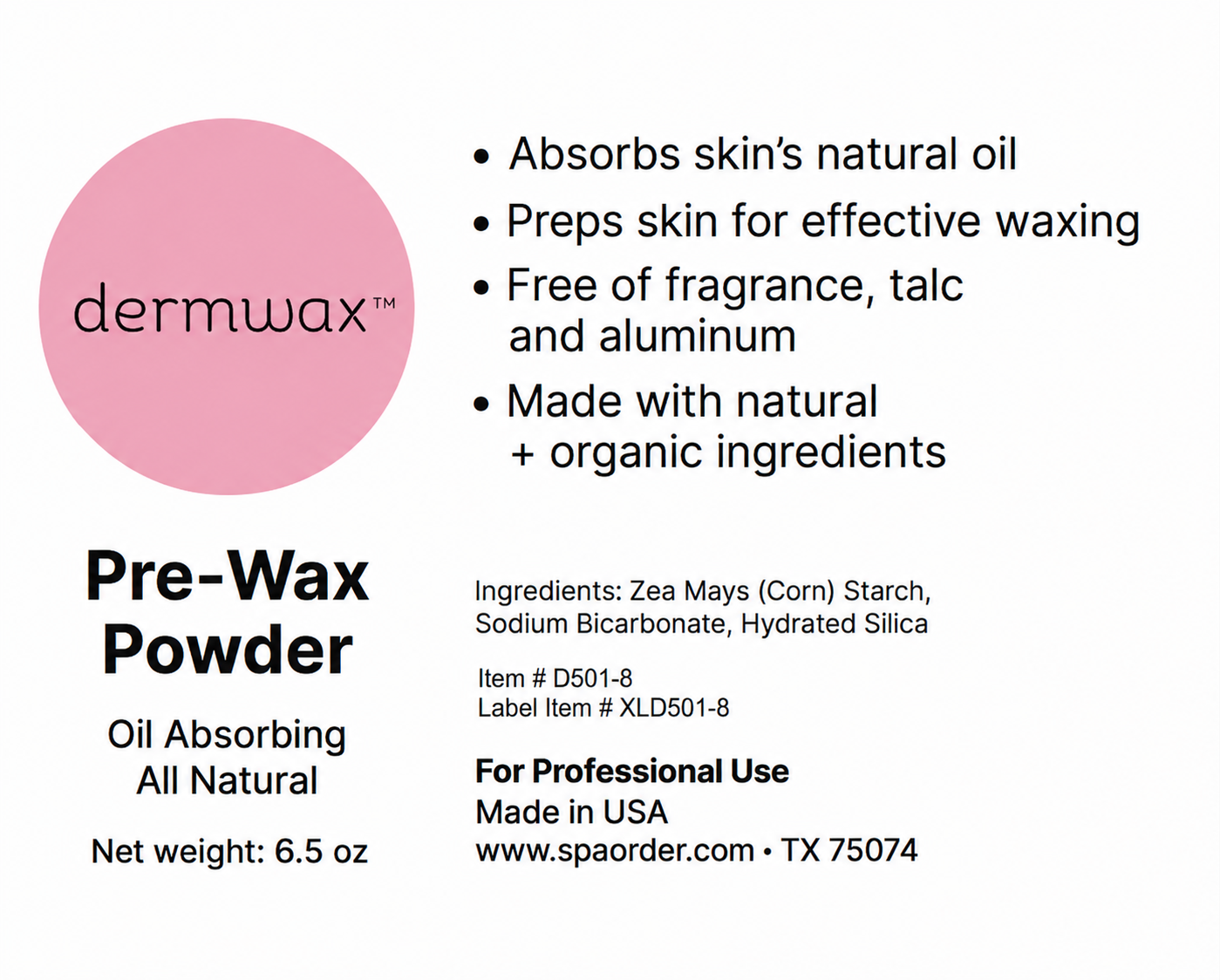 Dermwax Pre-Wax Powder 6.5 oz