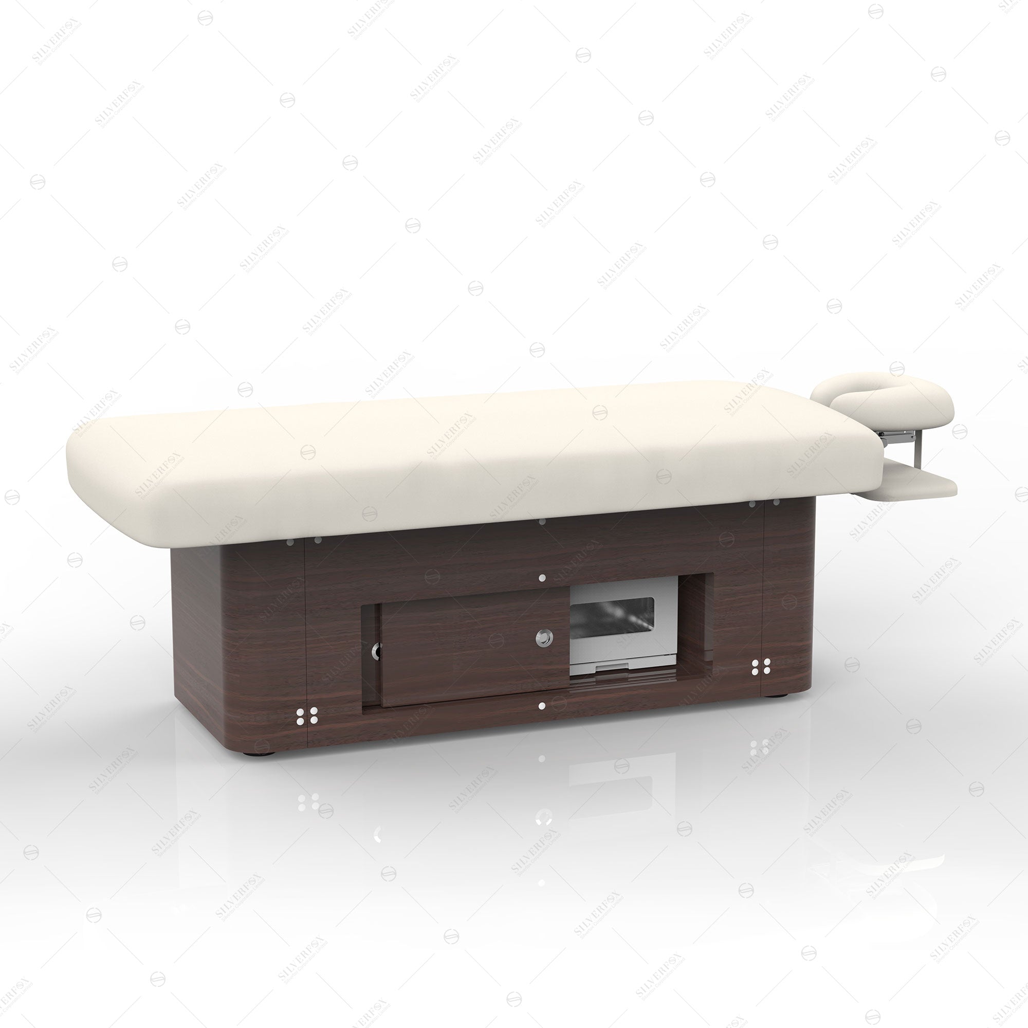 Silver Fox Electric Section Multi Purpose Massage Table, Light Beige, Black Walnut
