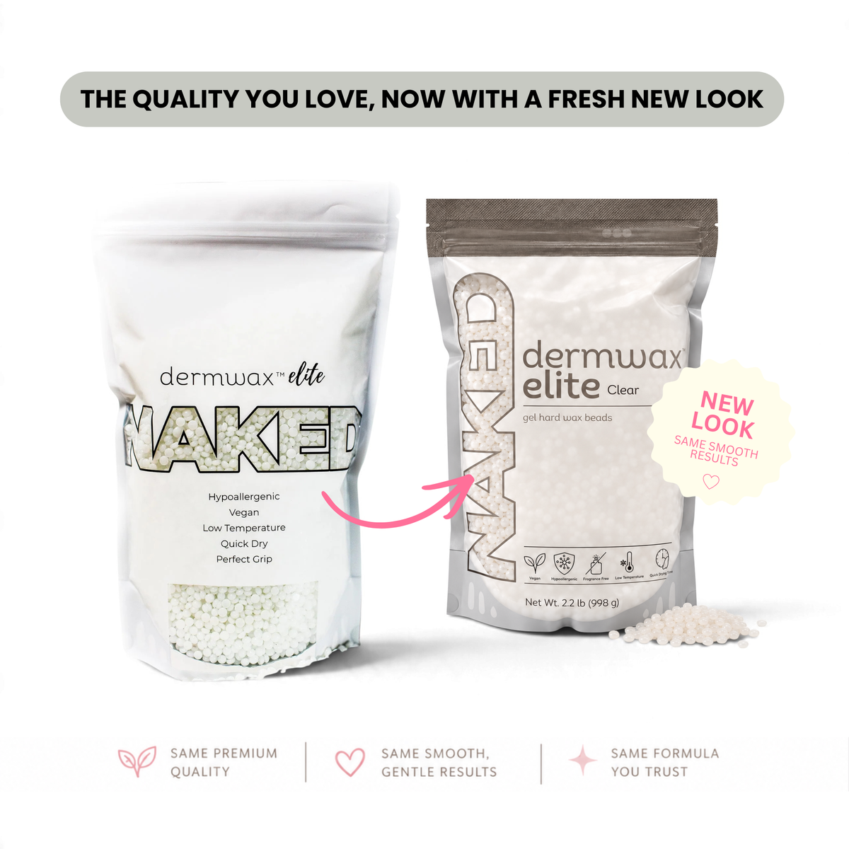 Dermwax Elite NAKED Clear Hard Wax Beads
