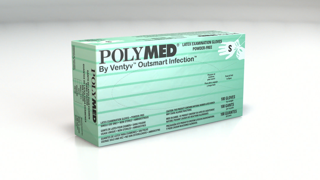 Ventyv PM102 Polymed Latex Gloves Box of 100, Small