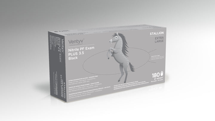Ventyv 10337107 Black Stallion Nitrile Gloves Box of 180, X-Large