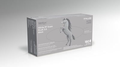 Ventyv Black Stallion Nitrile PF Exam Gloves, X-Large, Box of 180