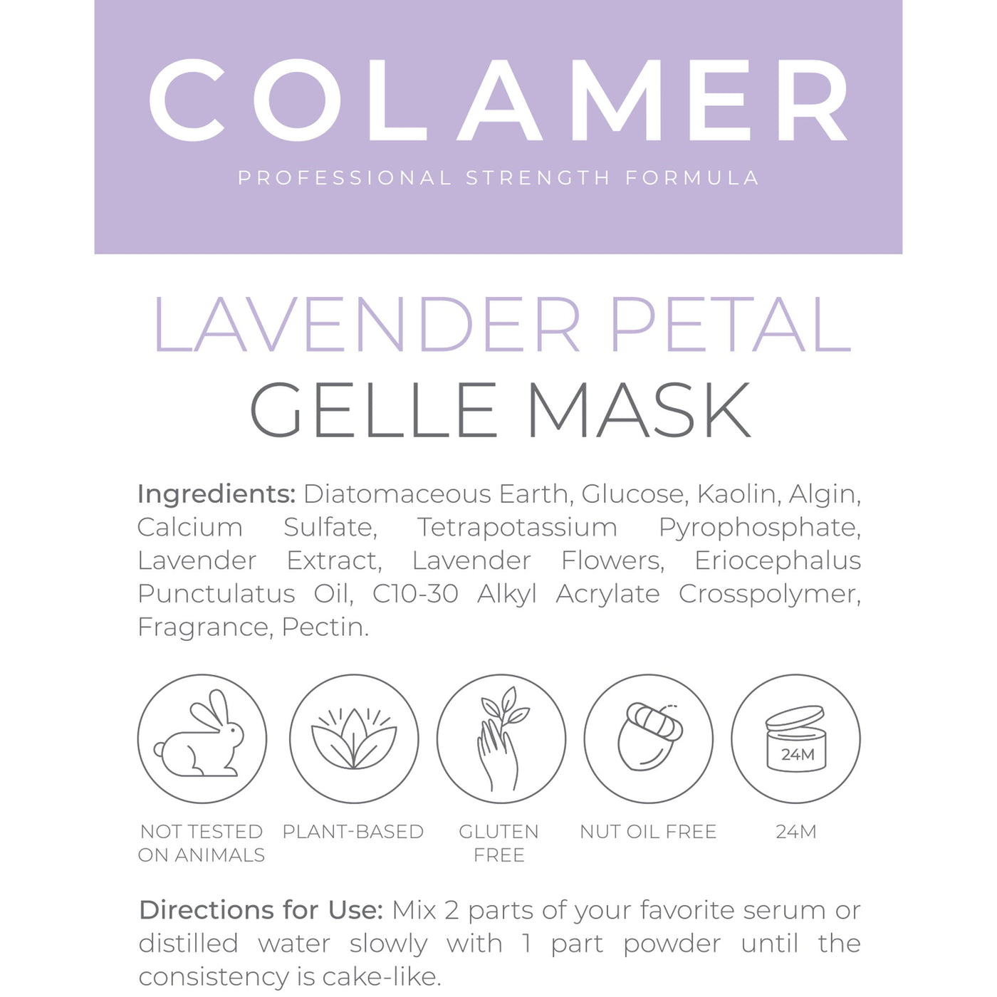 Lable for lavender petal gelle mask