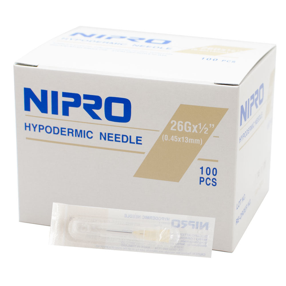 Hypodermic Needles 26G x 1/2" - 100/Box